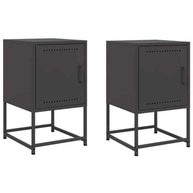 Berkfield Home Bedside Cabinets 2 pcs Black 36x39x60.5 cm Steel - image 1