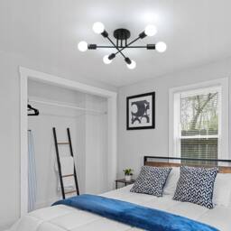 COMELY Sputnik Ceiling Light, 6-Light Black Flush Mount Ceiling Light, E27 - thumbnail 5