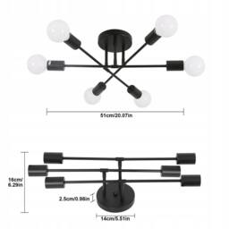 COMELY Sputnik Ceiling Light, 6-Light Black Flush Mount Ceiling Light, E27 - thumbnail 7