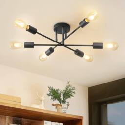 COMELY Sputnik Ceiling Light, 6-Light Black Flush Mount Ceiling Light, E27 - thumbnail 1