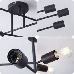 COMELY Sputnik Ceiling Light, 6-Light Black Flush Mount Ceiling Light, E27 - thumbnail 9