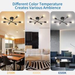 COMELY Sputnik Ceiling Light, 6-Light Black Flush Mount Ceiling Light, E27 - thumbnail 8