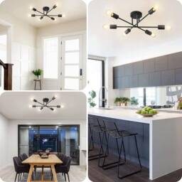 COMELY Sputnik Ceiling Light, 6-Light Black Flush Mount Ceiling Light, E27 - thumbnail 6