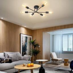 COMELY Sputnik Ceiling Light, 6-Light Black Flush Mount Ceiling Light, E27 - thumbnail 3