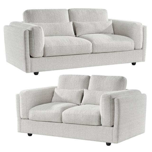 Furnishings For Less UK Bali Modern 3 + 2 Sofa Suite Chenille Fabric Beige - image 1