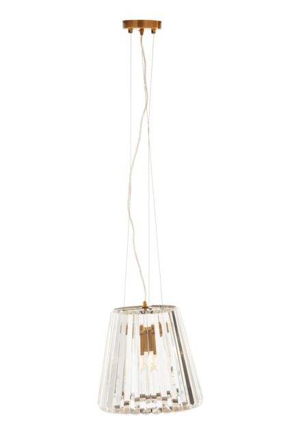 Orsina 3 Bulb Bronze Pendant Light, Geometric Glass Cone Ceiling Fixture, Crystal-Textured Shade Light in Gold - image 1