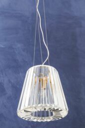 Orsina 3 Bulb Bronze Pendant Light, Geometric Glass Cone Ceiling Fixture, Crystal-Textured Shade Light in Gold - thumbnail 3