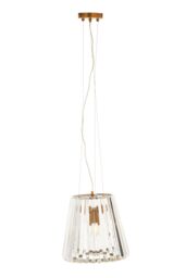 Orsina 3 Bulb Bronze Pendant Light, Geometric Glass Cone Ceiling Fixture, Crystal-Textured Shade Light in Gold