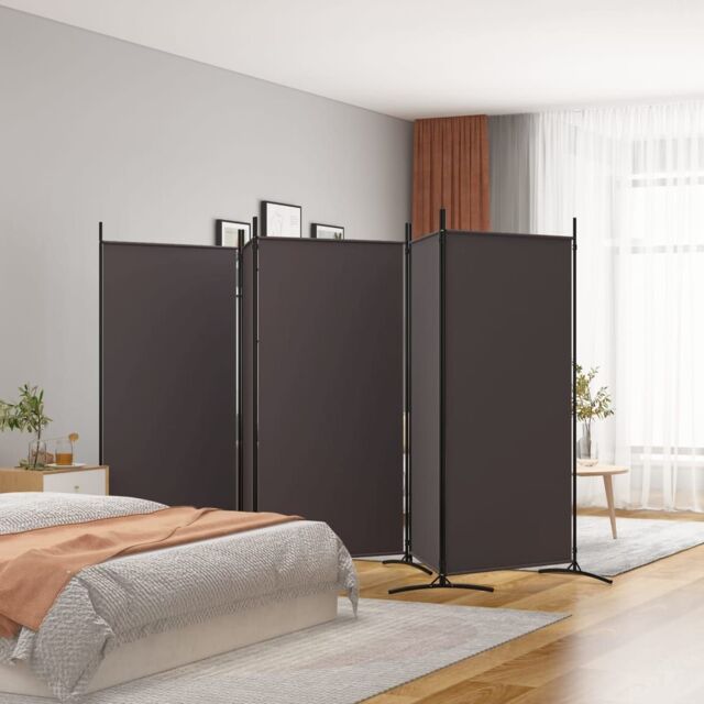 Berkfield Home 5-Panel Room Divider Brown 433x180 cm Fabric - image 1