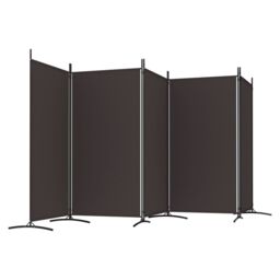 Berkfield Home 5-Panel Room Divider Brown 433x180 cm Fabric - thumbnail 5