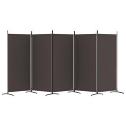 Berkfield Home 5-Panel Room Divider Brown 433x180 cm Fabric - thumbnail 4