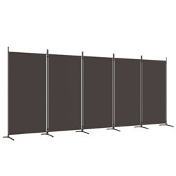 Berkfield Home 5-Panel Room Divider Brown 433x180 cm Fabric - thumbnail 2