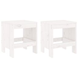 Berkfield Home Garden Stools 2 pcs White 40x36x45 cm Solid Wood Pine - Size: 40 x 36 x 45 cm - thumbnail 2