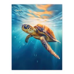 "Artery8 Sea Turtle Barbados Marine Swimming Blue Clear Water Large Wall Unframed Art Poster Print Thick Paper 18X24 Inch - Size: W18"" x H24""" - thumbnail 1