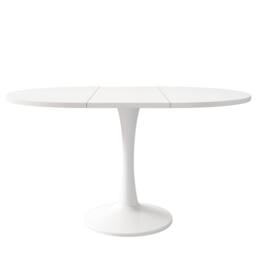 Merax Modern Extendable Round Dining Table 100-140cm Pedestal Kitchen Table in White - thumbnail 8