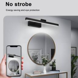 Goeco Bathroom Mirror Lamp, 9W, 40 cm LED Mirror Light, 6500K, IP40, Black - thumbnail 6