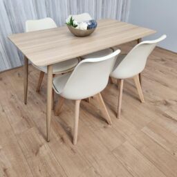 KOSY KOALA Oak Effect Rectangle Kitchen Dining Table With 4 Cream Tulip Chairs Table Set Of 4 - thumbnail 2
