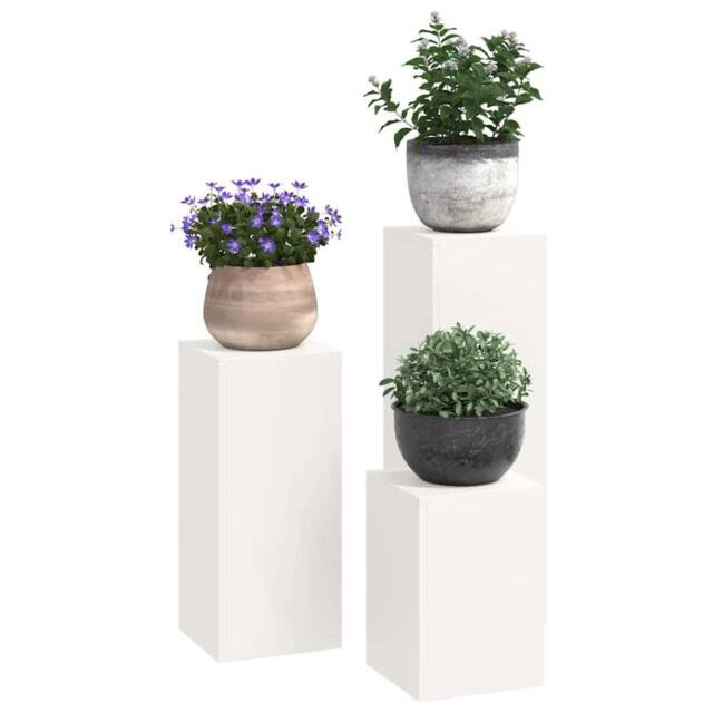 Berkfield Home Outdoor Plant Stands Pillar 3 pcs White Steel