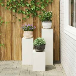 Berkfield Home Outdoor Plant Stands Pillar 3 pcs White Steel - thumbnail 4
