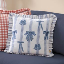 Furn Noortje Ruffle Bows 100% Cotton Printed Cushion - Size: 43 cm x 43 cm