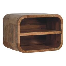 Wyld Haus Assisi Oak Mango Wood Floating Bedside Shelf Open Curve Wall Mounted in Brown - thumbnail 3