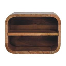 Wyld Haus Assisi Oak Mango Wood Floating Bedside Shelf Open Curve Wall Mounted in Brown - thumbnail 2