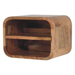 Wyld Haus Assisi Oak Mango Wood Floating Bedside Shelf Open Curve Wall Mounted in Brown - thumbnail 4