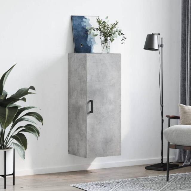 Berkfield Home Wall Mounted Cabinet Concrete Grey 34.5x34x90 cm - image 1