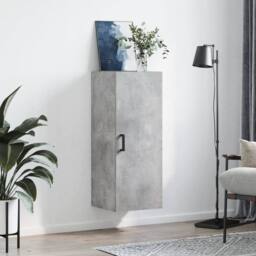 Berkfield Home Wall Mounted Cabinet Concrete Grey 34.5x34x90 cm - thumbnail 1