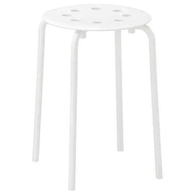 Nordara White Stackable Round Plastic Stool with Metal Legs - image 1