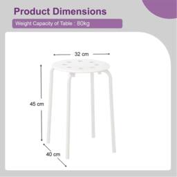 Nordara White Stackable Round Plastic Stool with Metal Legs - thumbnail 2