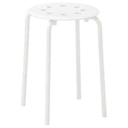 Nordara White Stackable Round Plastic Stool with Metal Legs