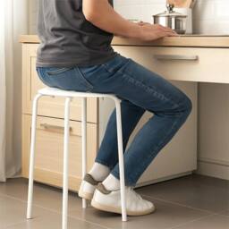 Nordara White Stackable Round Plastic Stool with Metal Legs - thumbnail 5