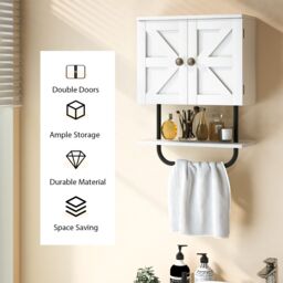 Gymax Bathroom Wall Cabinet Wall-Mounted Medicine Cabinet in White - thumbnail 6