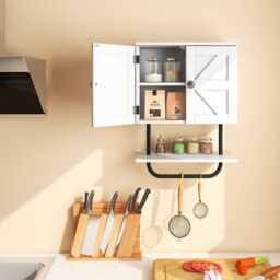 Gymax Bathroom Wall Cabinet Wall-Mounted Medicine Cabinet in White - thumbnail 3