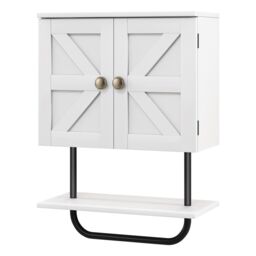 Gymax Bathroom Wall Cabinet Wall-Mounted Medicine Cabinet in White - thumbnail 9