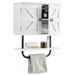 Gymax Bathroom Wall Cabinet Wall-Mounted Medicine Cabinet in White - thumbnail 1