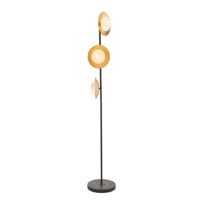 Loops 1560mm Freestanding Floor Lamp Light - Gold & Bronze Dish Design - Opal Glass in Clear - image 1