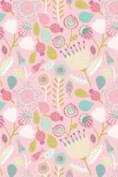 Hoopla Walls Folk Floral 10m Matt Wallpaper in Pink - thumbnail 2