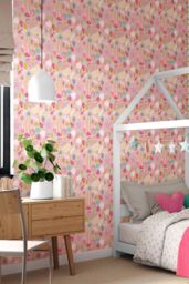 Hoopla Walls Folk Floral 10m Matt Wallpaper in Pink - thumbnail 1