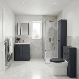 Balterley Contemporary Bathroom Floor 2-Door Vanity Unit Basin, Dark Grey, 800mm in Grey - thumbnail 2