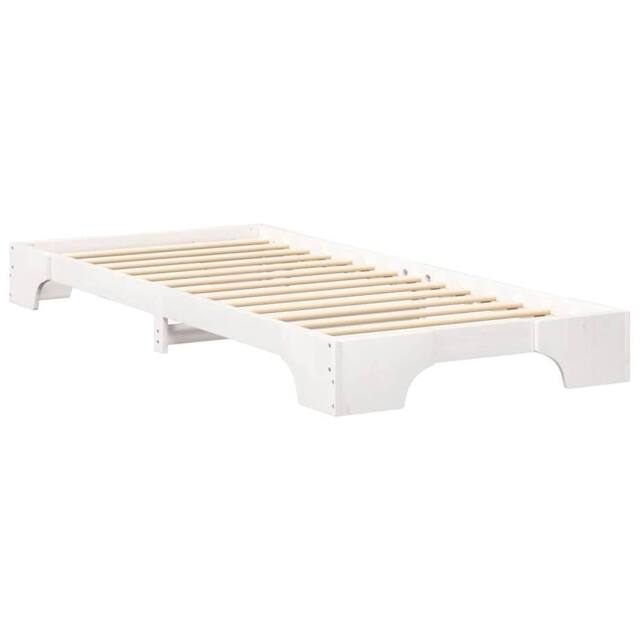 Berkfield Home Floor Bed Frame with Storage White 100 x 210 cm Wood - image 1