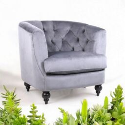 Minster Armchair - Velvet - L86 x W75 x H74 cm - Light Grey - Size: 1 Pack - thumbnail 8