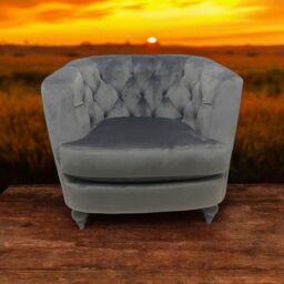 Minster Armchair - Velvet - L86 x W75 x H74 cm - Light Grey - Size: 1 Pack - thumbnail 4