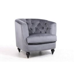 Minster Armchair - Velvet - L86 x W75 x H74 cm - Light Grey - Size: 1 Pack - thumbnail 5