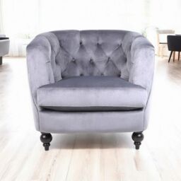 Minster Armchair - Velvet - L86 x W75 x H74 cm - Light Grey - Size: 1 Pack - thumbnail 6