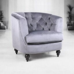 Minster Armchair - Velvet - L86 x W75 x H74 cm - Light Grey - Size: 1 Pack - thumbnail 7