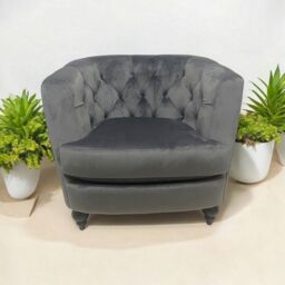 Minster Armchair - Velvet - L86 x W75 x H74 cm - Light Grey - Size: 1 Pack - thumbnail 3