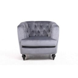 Minster Armchair - Velvet - L86 x W75 x H74 cm - Light Grey - Size: 1 Pack