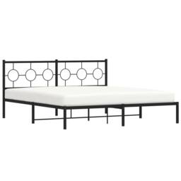 Berkfield Home Metal Bed Frame without Mattress with Headboard Black 180x200cm - Size: Super King - thumbnail 4